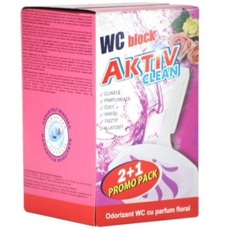 AKTIV ODORIZANT WC BLOCK 30G PROMO PACK 2+1 FLORAL